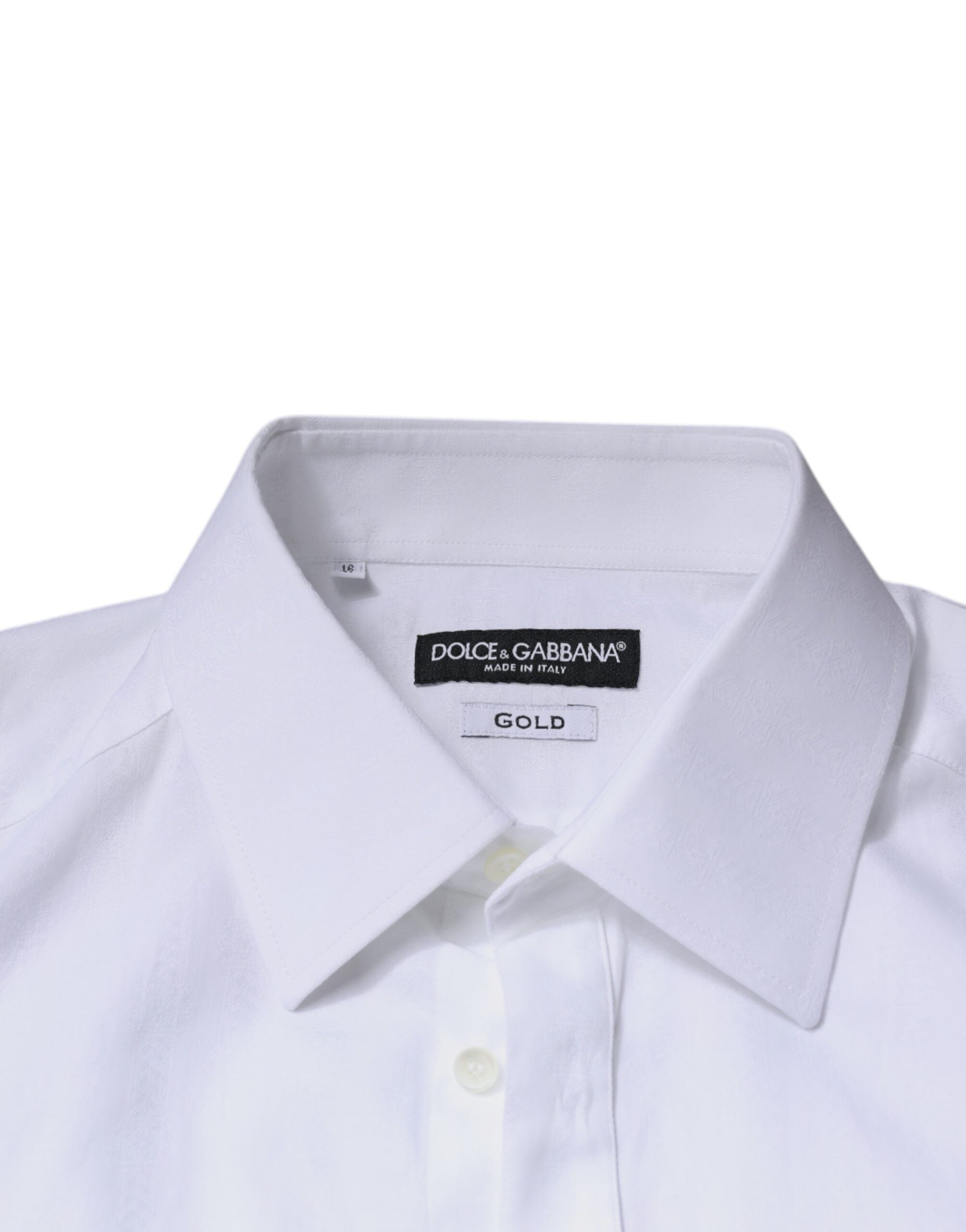 Dolce & Gabbana White Cotton Shirt Slim Fit Formal GOLD Dress Shirt